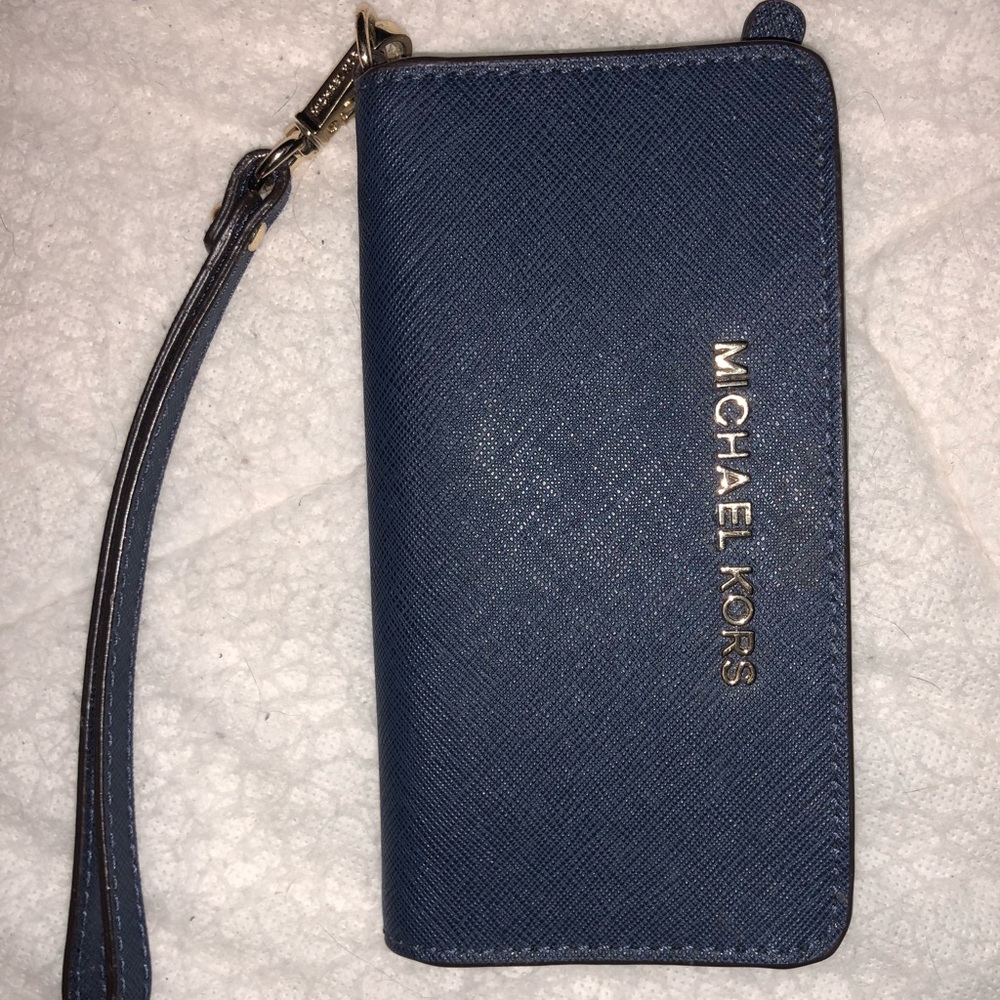 Authentic Michael Kors Navy Blue Phone Wallet